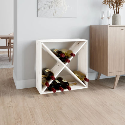 Portabottiglie Bianco 62x25x62 cm in Legno Massello di Pino - homemem39