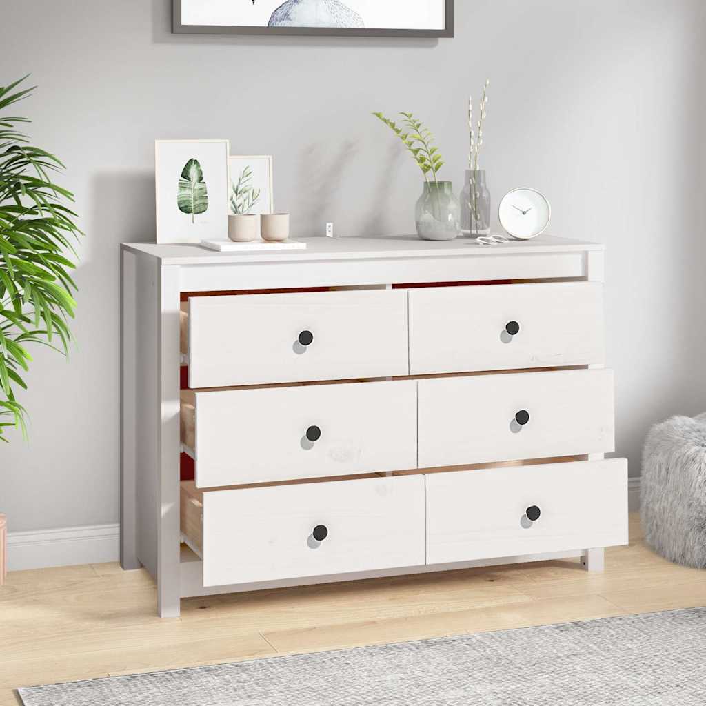 Armadietto Bianco 100x40x72 cm in Legno Massello di Pino
