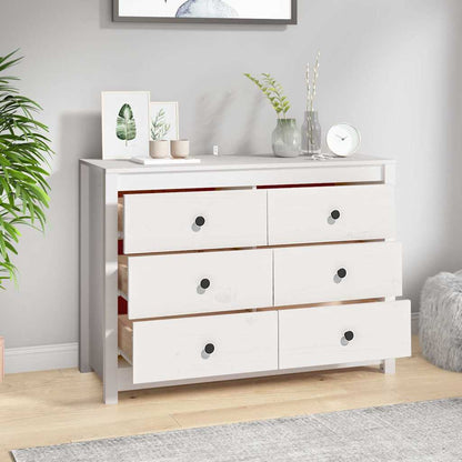 Armadietto Bianco 100x40x72 cm in Legno Massello di Pino