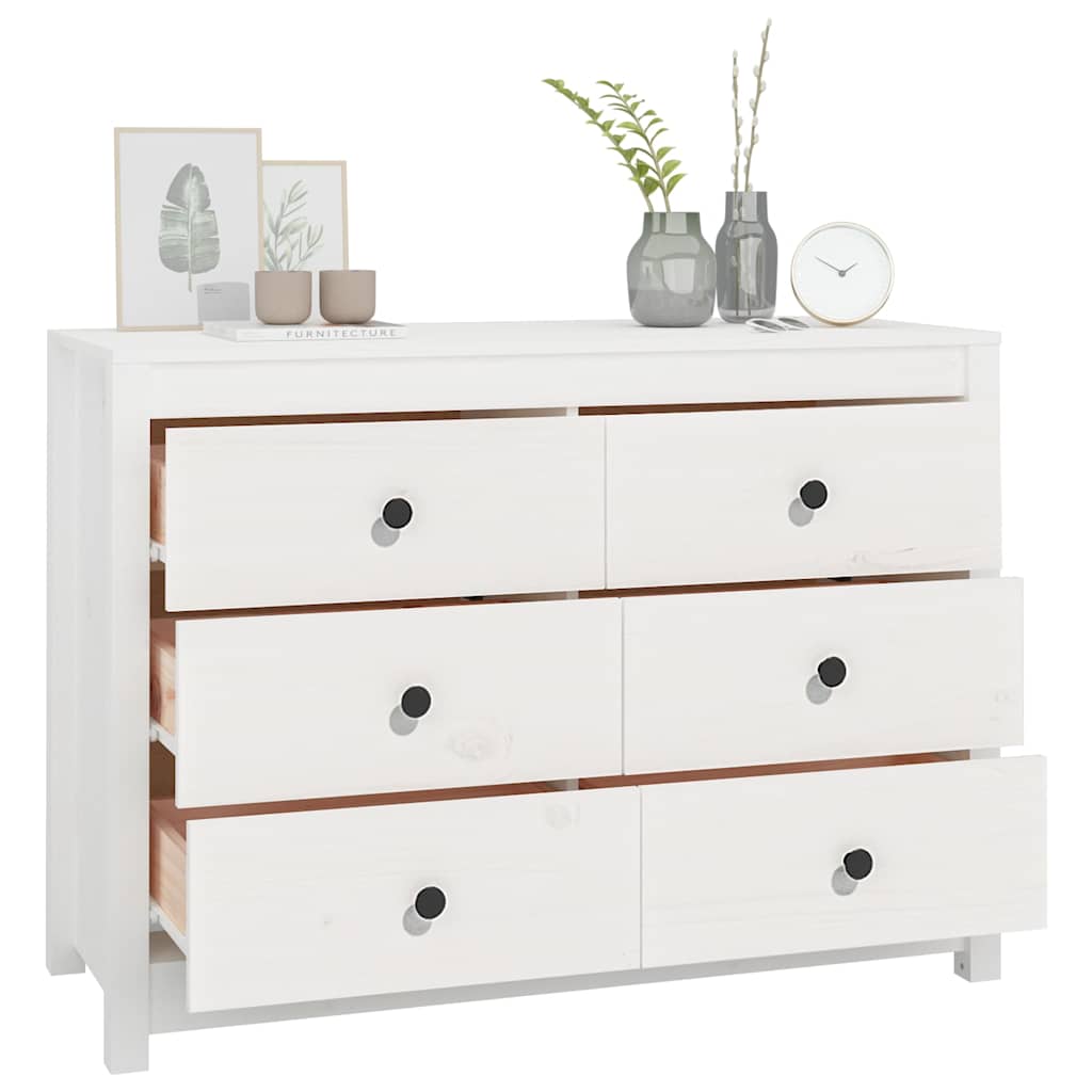 Armadietto Bianco 100x40x72 cm in Legno Massello di Pino