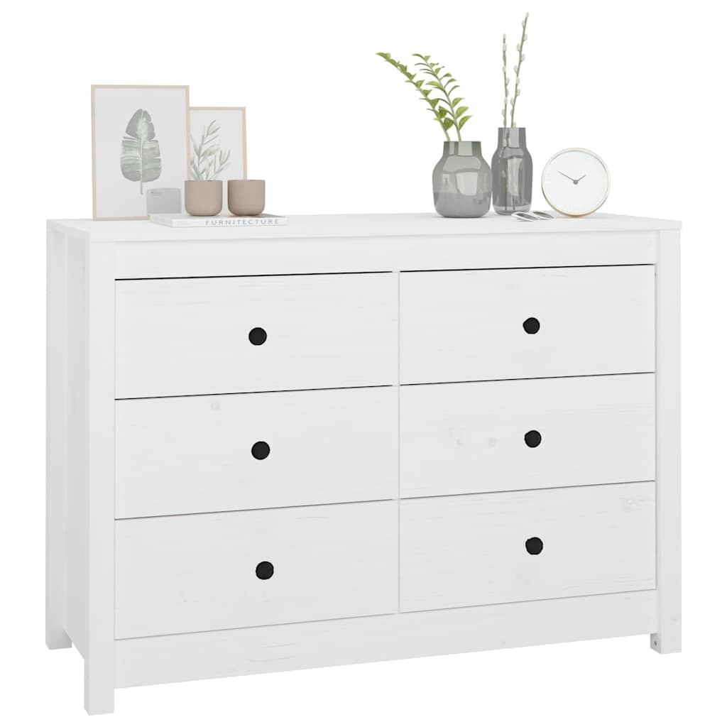 Armadietto Bianco 100x40x72 cm in Legno Massello di Pino