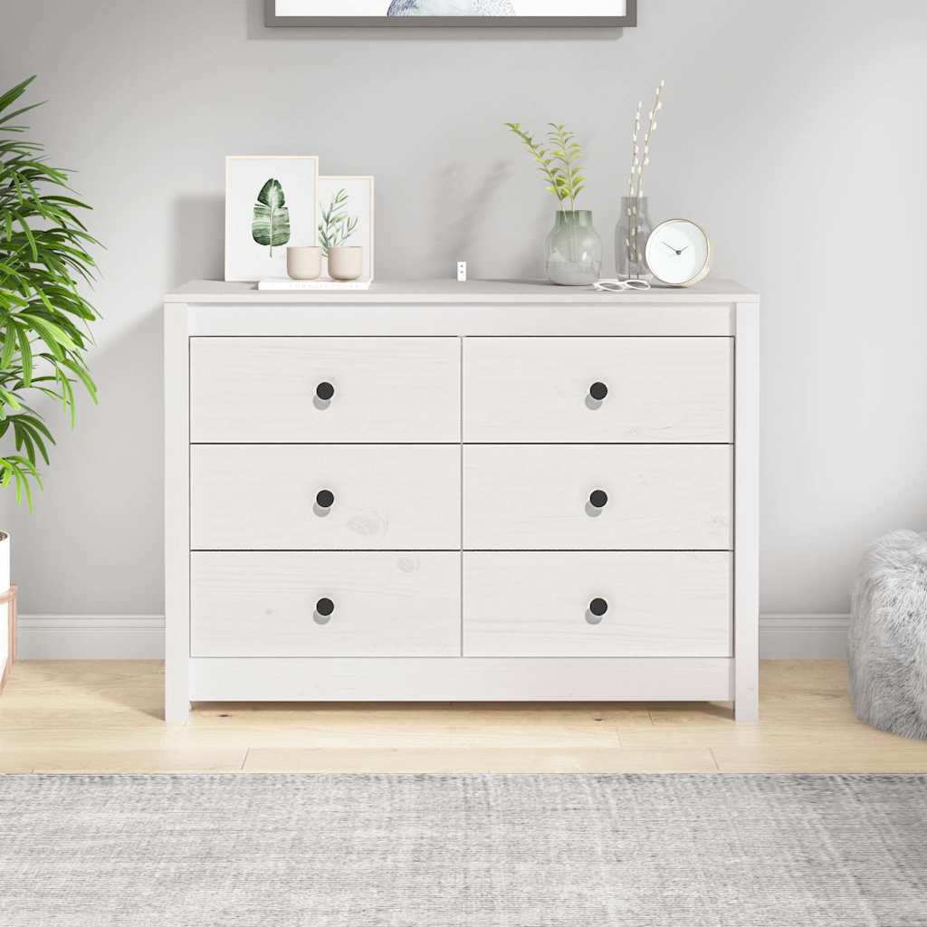 Armadietto Bianco 100x40x72 cm in Legno Massello di Pino
