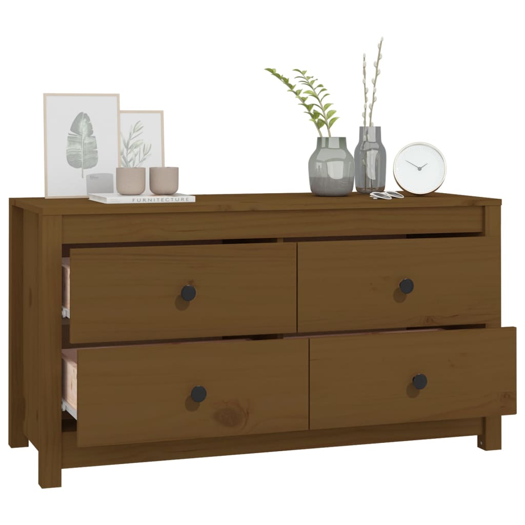 Armadietto Marrone Ambra 100x40x54 cm in Legno Massello di Pino - homemem39