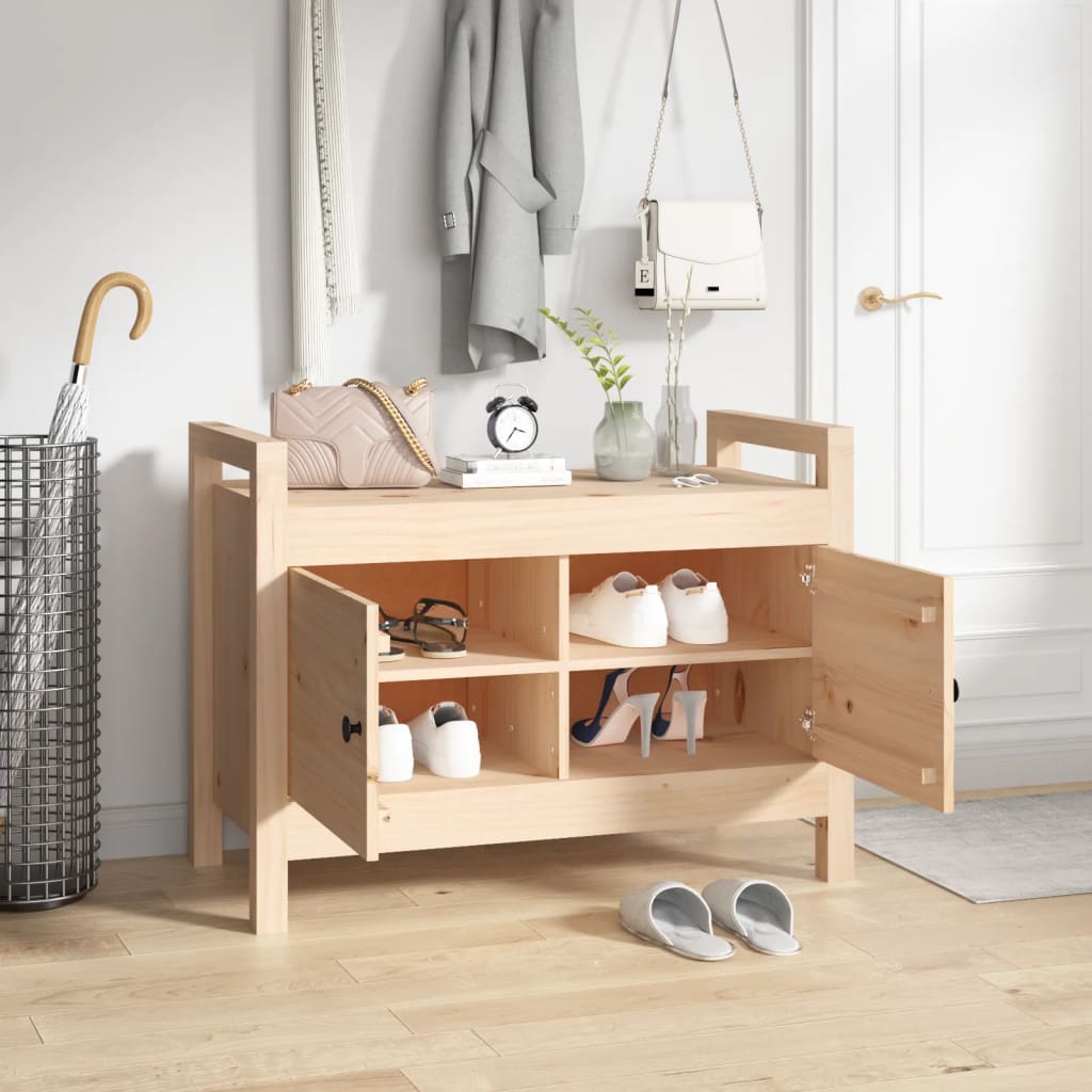 Panca da Ingresso 80x40x60 cm in Legno Massello di Pino - homemem39