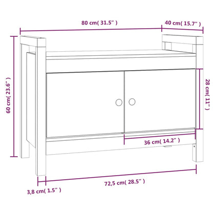Panca da Ingresso 80x40x60 cm in Legno Massello di Pino | homemem39