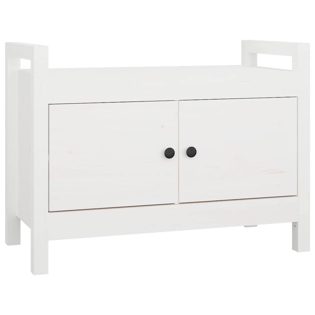 Panca da Ingresso Bianca 80x40x60 cm in Legno Massello di Pino | homemem39