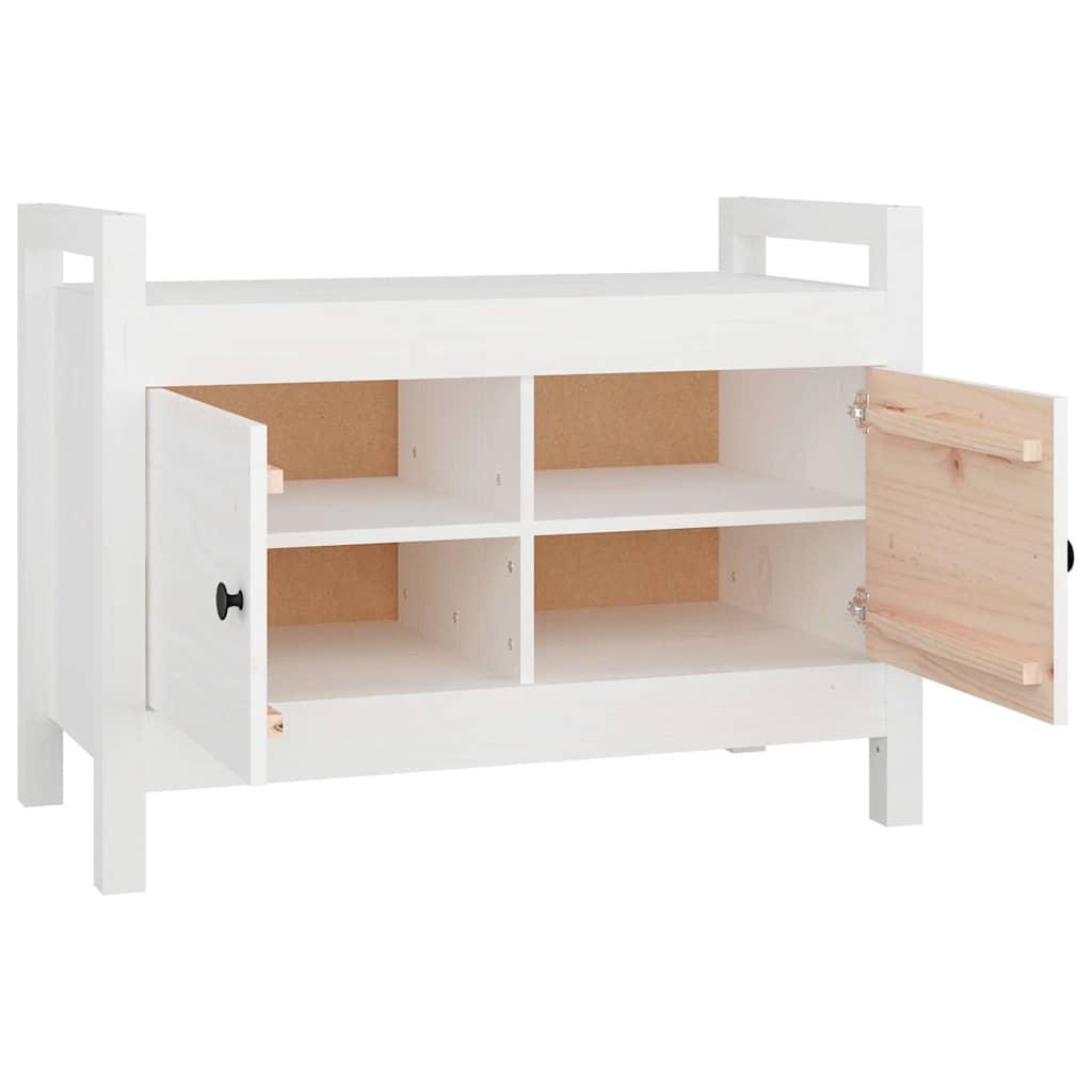 Panca da Ingresso Bianca 80x40x60 cm in Legno Massello di Pino | homemem39