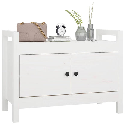 Panca da Ingresso Bianca 80x40x60 cm in Legno Massello di Pino | homemem39