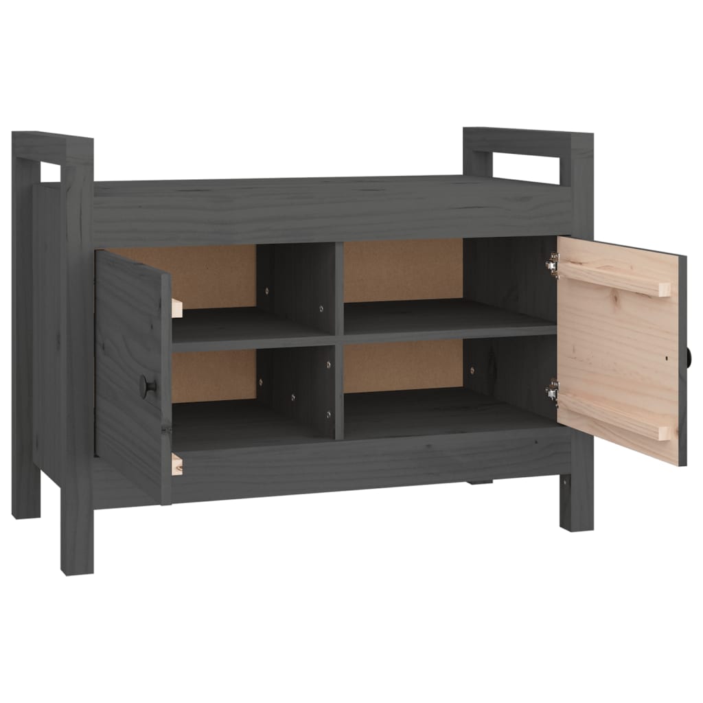 Panca da Ingresso Grigio 80x40x60 cm in Legno Massello di Pino | homemem39