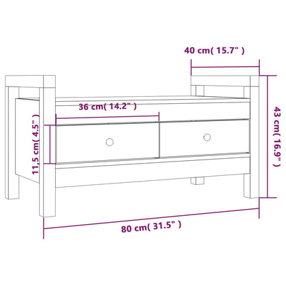 Panca da Ingresso 80x40x43 cm in Legno Massello di Pino | homemem39