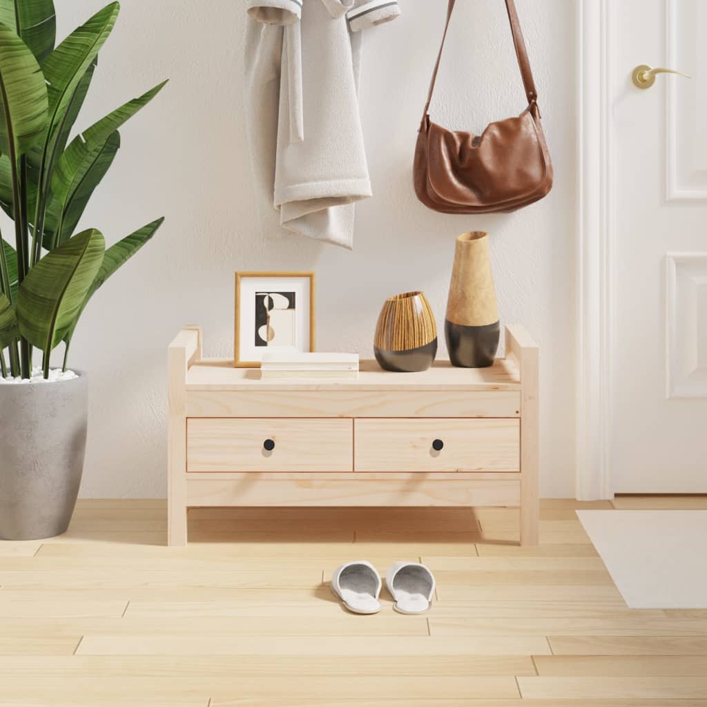 Panca da Ingresso 80x40x43 cm in Legno Massello di Pino | homemem39