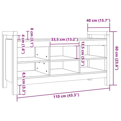 Panca da Ingresso 110x40x60 cm in Legno Massello di Pino | homemem39