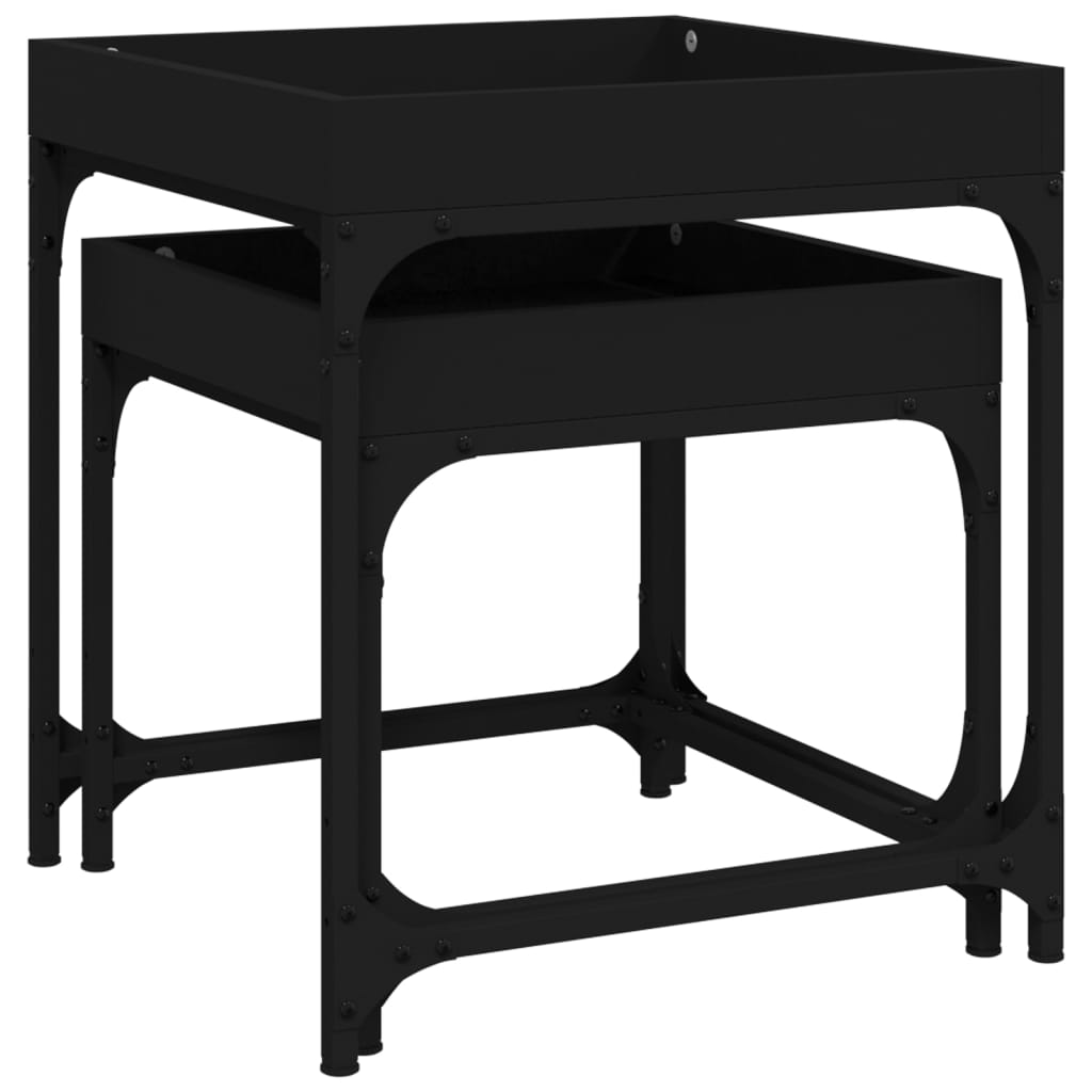 Tavolini da Salotto 2 pz Neri in Legno Multistrato | homemem39