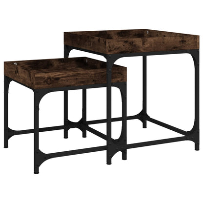 Tavolini 2 pz Rovere Fumo in Legno Multistrato | homemem39