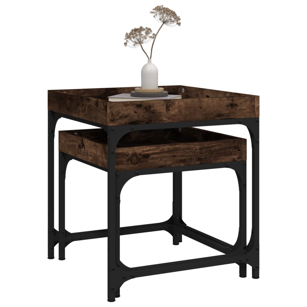 Tavolini 2 pz Rovere Fumo in Legno Multistrato | homemem39