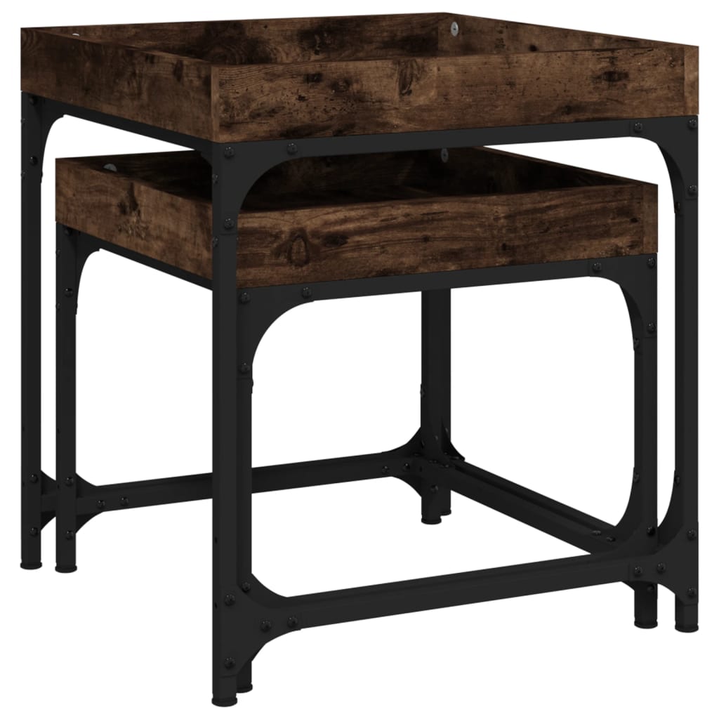 Tavolini 2 pz Rovere Fumo in Legno Multistrato | homemem39