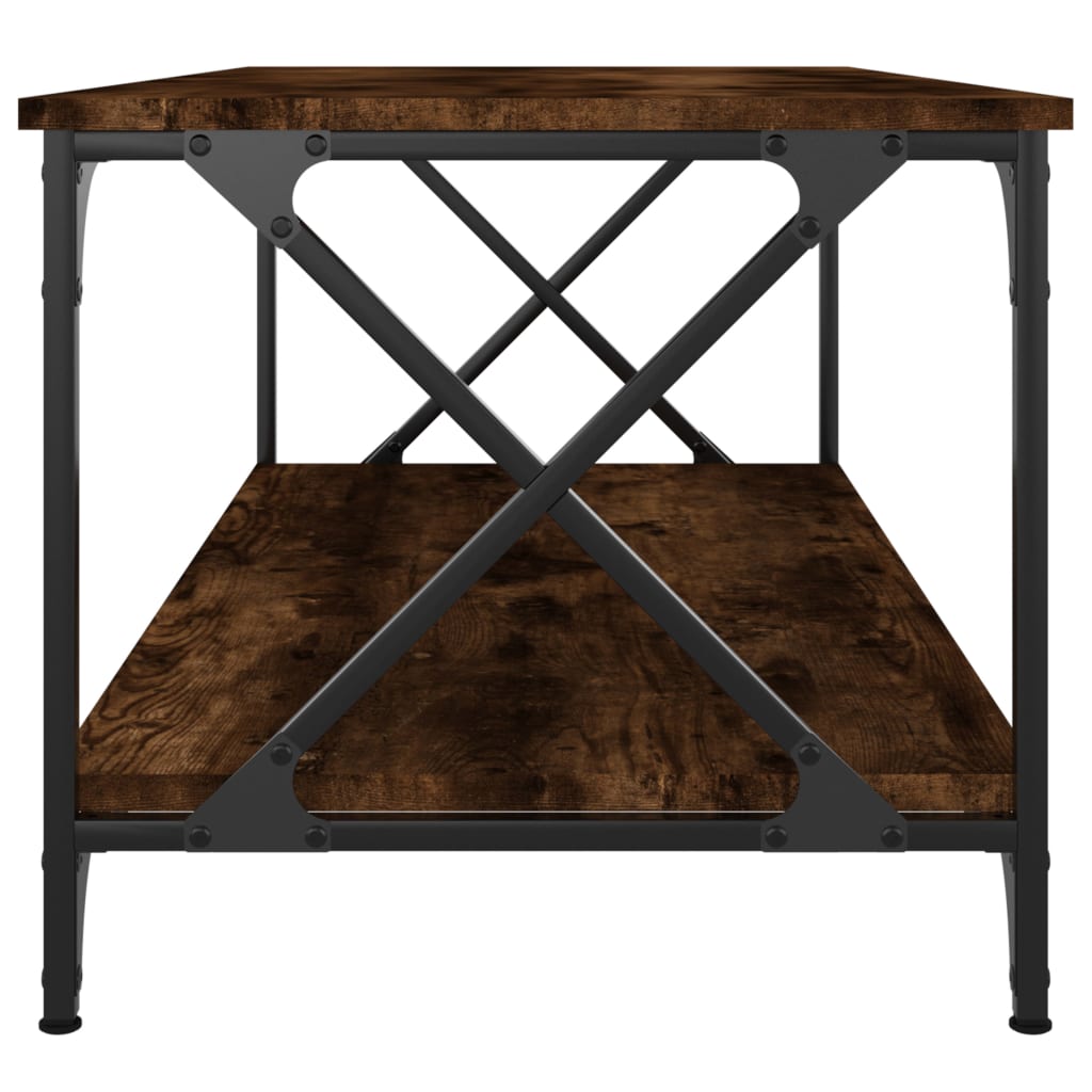 Tavolino Rovere Fumo 100x50x45 cm in Legno Multistrato e Ferro | homemem39