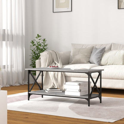 Tavolino Grigio Sonoma 100x45x45cm in Legno Multistrato e Ferro | homemem39