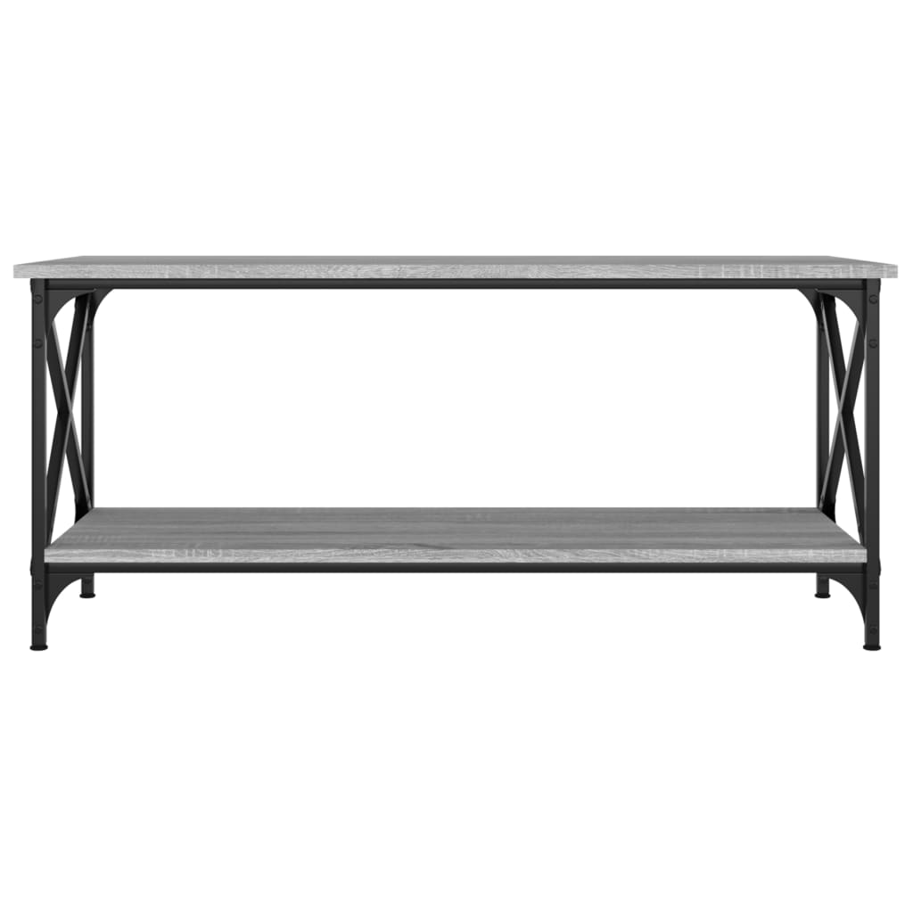 Tavolino Grigio Sonoma 100x45x45cm in Legno Multistrato e Ferro | homemem39
