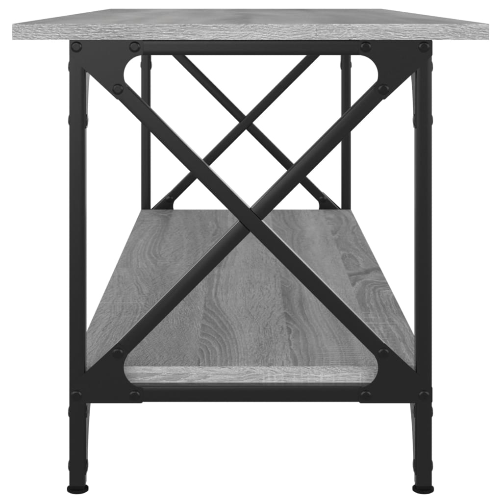 Tavolino Grigio Sonoma 100x45x45cm in Legno Multistrato e Ferro | homemem39