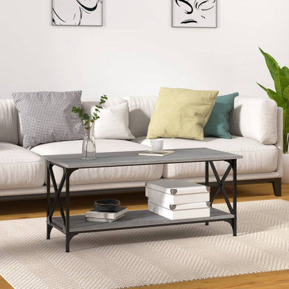 Tavolino Grigio Sonoma 100x45x45cm in Legno Multistrato e Ferro | homemem39