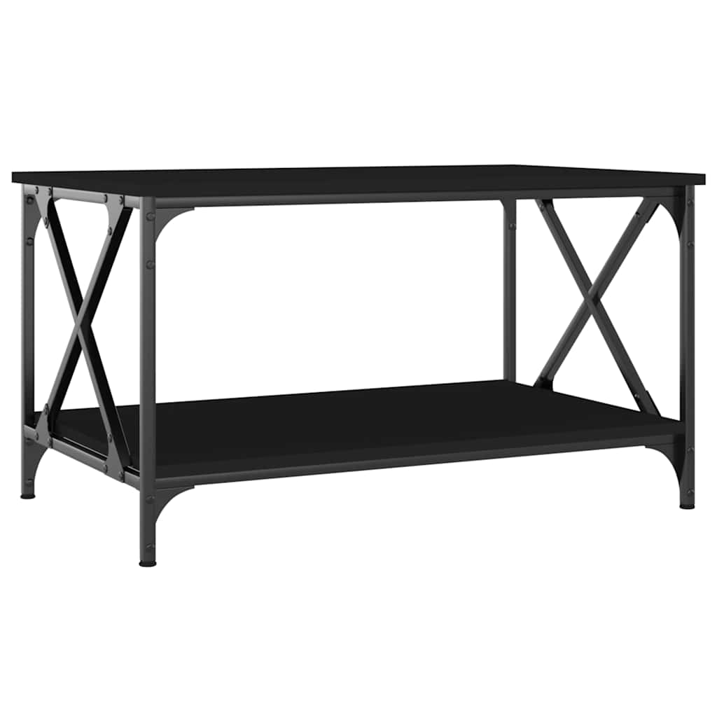 Tavolino da Salotto Nero 80x50x45 cm Legno Multistrato e Ferro | homemem39