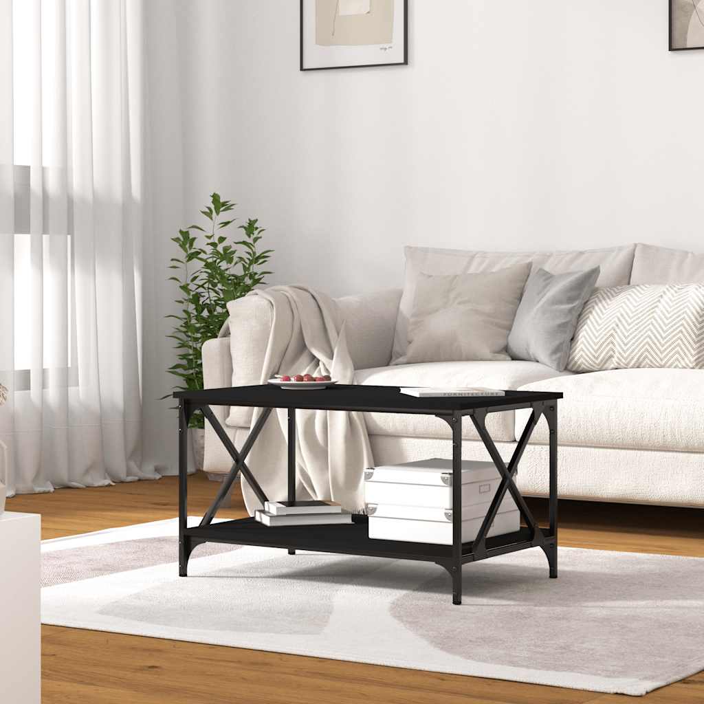 Tavolino da Salotto Nero 80x50x45 cm Legno Multistrato e Ferro | homemem39