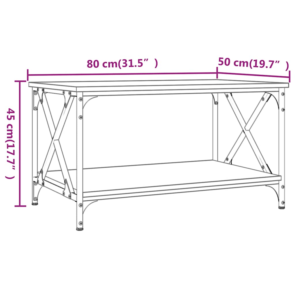 Tavolino da Salotto Nero 80x50x45 cm Legno Multistrato e Ferro | homemem39