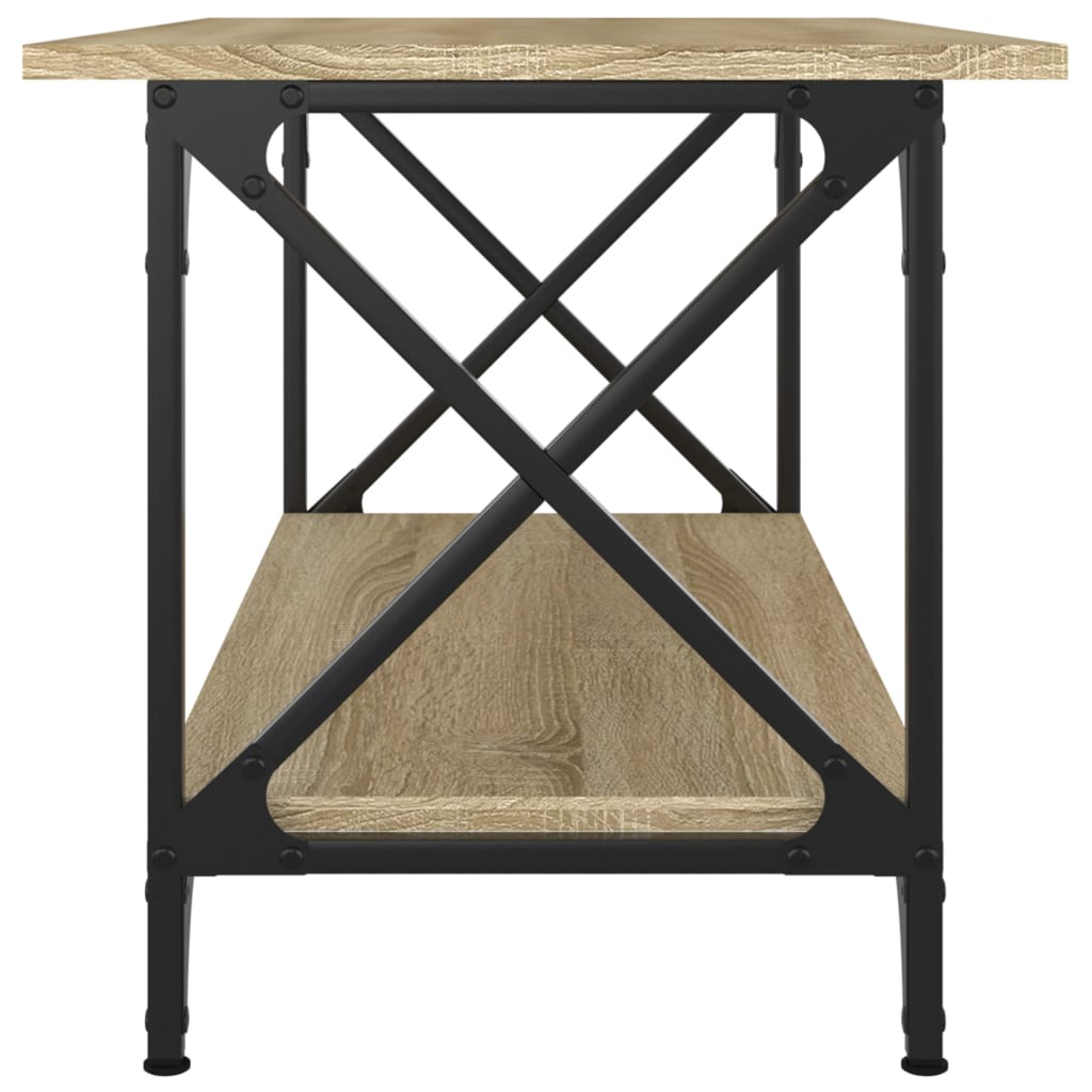 Tavolino Rovere Sonoma 80x45x45 cm in Legno Multistrato e Ferro | homemem39
