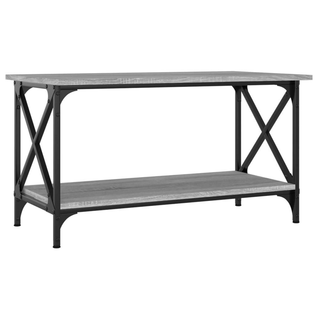 Tavolino Grigio Sonoma 80x45x45cm in Legno Multistrato e Ferro | homemem39
