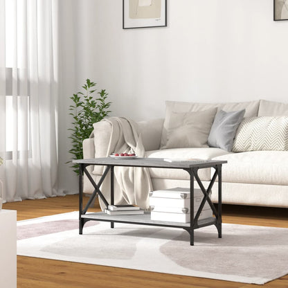 Tavolino Grigio Sonoma 80x45x45cm in Legno Multistrato e Ferro | homemem39