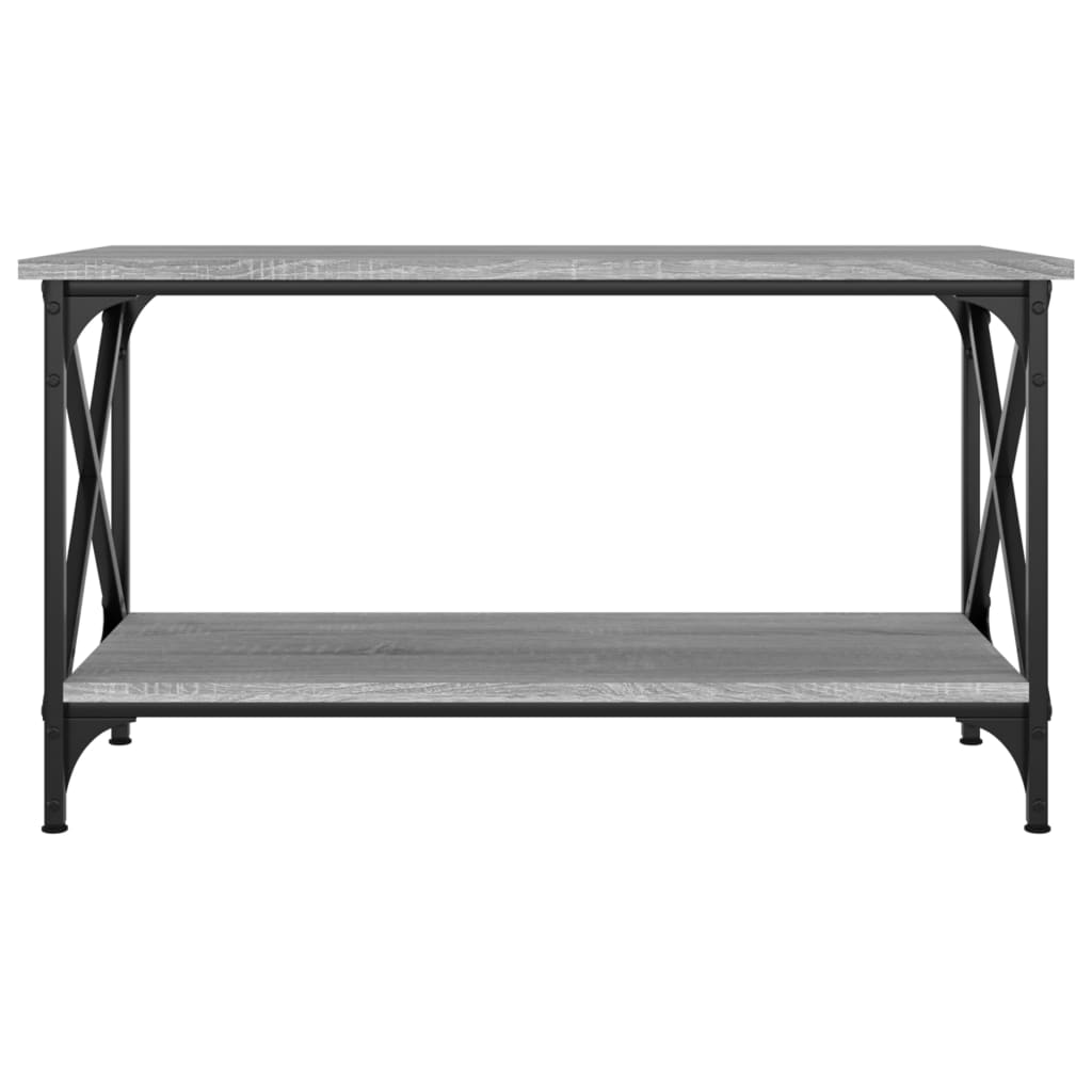 Tavolino Grigio Sonoma 80x45x45cm in Legno Multistrato e Ferro | homemem39