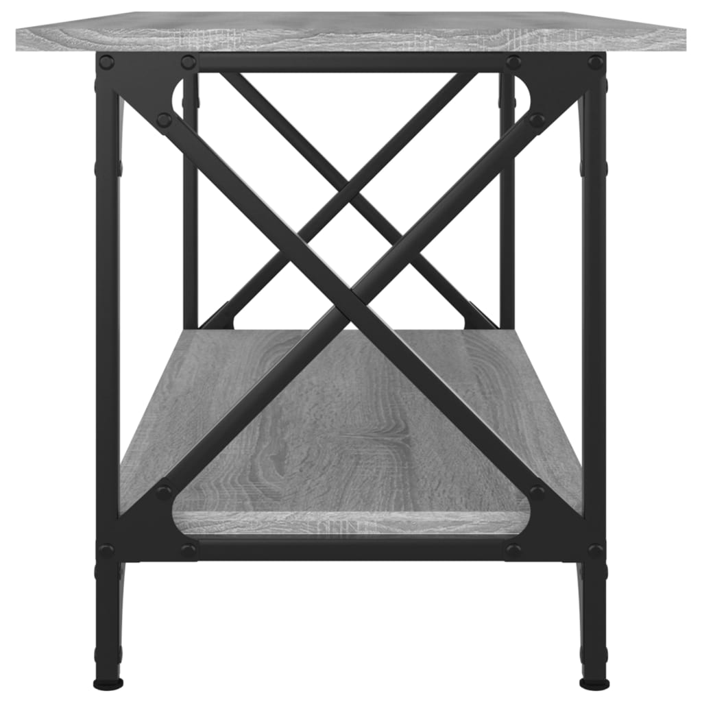 Tavolino Grigio Sonoma 80x45x45cm in Legno Multistrato e Ferro | homemem39