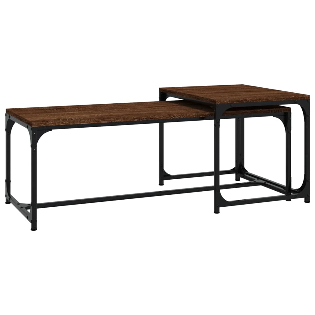 Tavolini da Salotto 2 pz Rovere Marrone in Legno Multistrato | homemem39