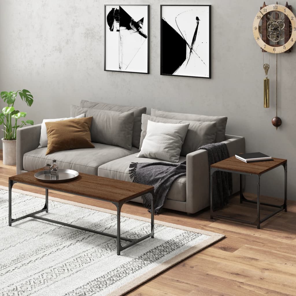 Tavolini da Salotto 2 pz Rovere Marrone in Legno Multistrato | homemem39