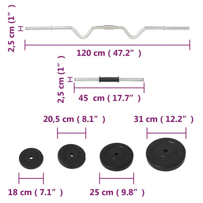 Set Bilanciere Curl e Manubri con Dischi 60 kg | homemem39