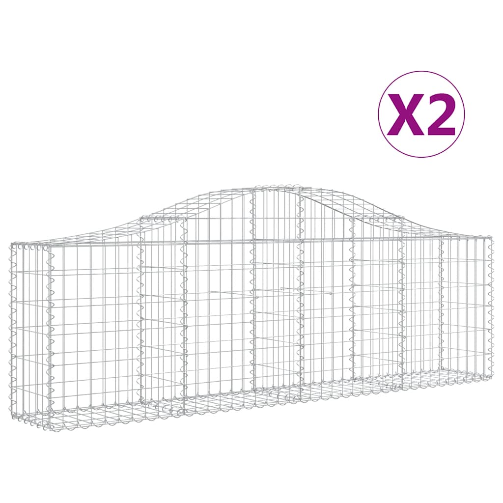 Cesti Gabbioni ad Arco 2 pz 200x30x60/80 cm Ferro Zincato | homemem39