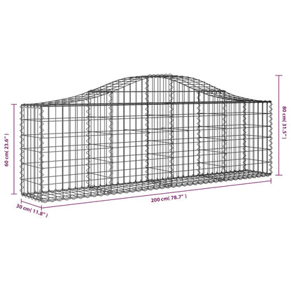 Cesti Gabbioni ad Arco 2 pz 200x30x60/80 cm Ferro Zincato | homemem39