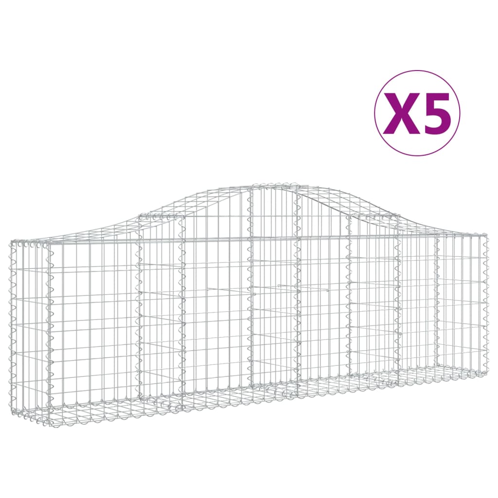 Cesti Gabbioni ad Arco 5 pz 200x30x60/80 cm Ferro Zincato | homemem39