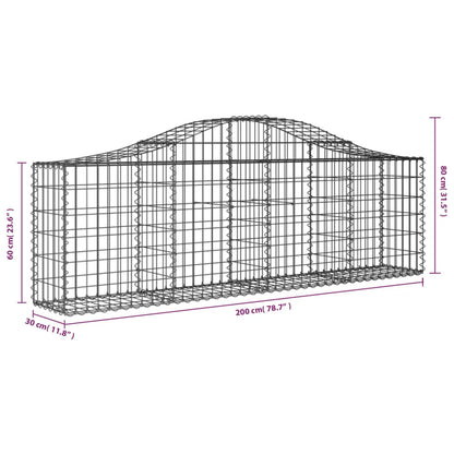 Cesti Gabbioni ad Arco 7 pz 200x30x60/80 cm Ferro Zincato | homemem39