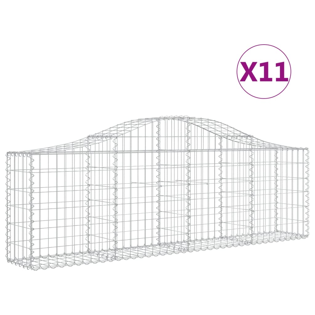 Cesti Gabbioni ad Arco 11 pz 200x30x60/80 cm Ferro Zincato | homemem39