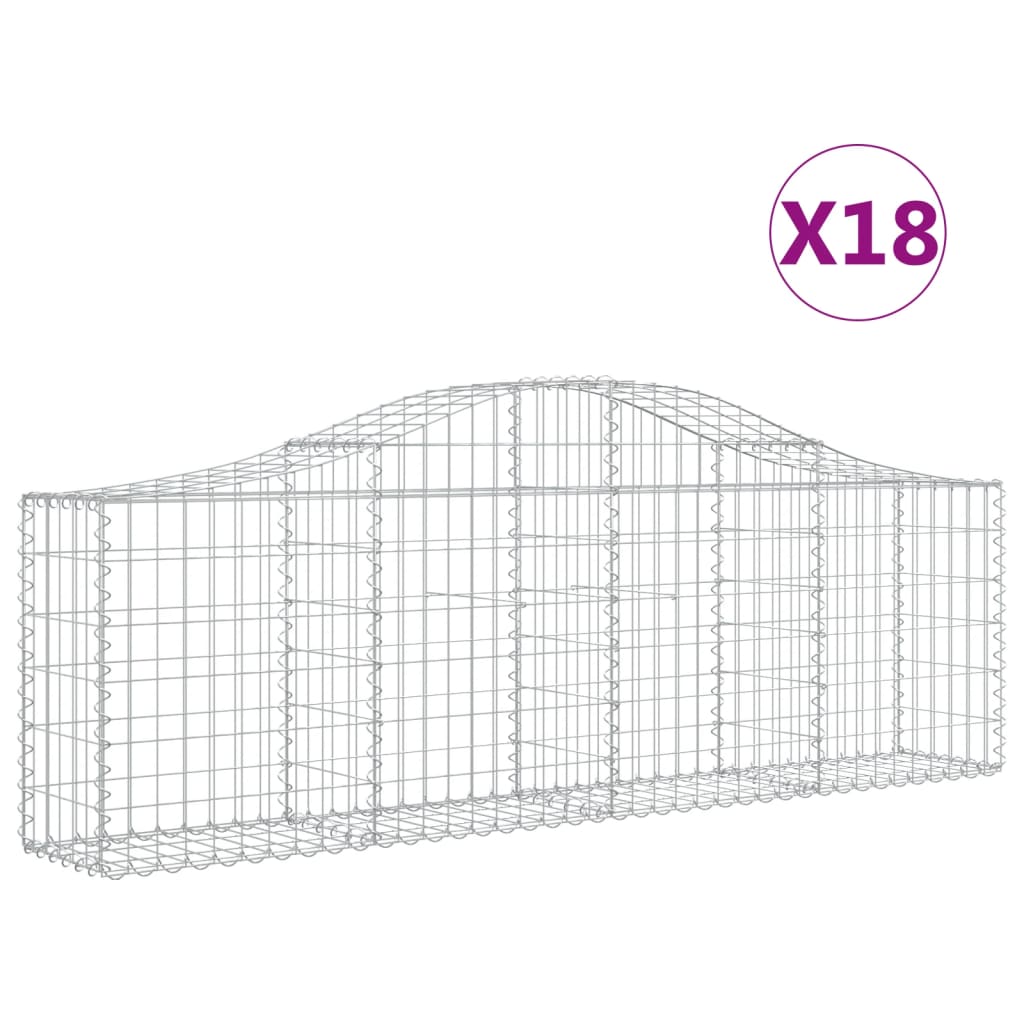 Cesti Gabbioni ad Arco 18 pz 200x30x60/80 cm Ferro Zincato | homemem39
