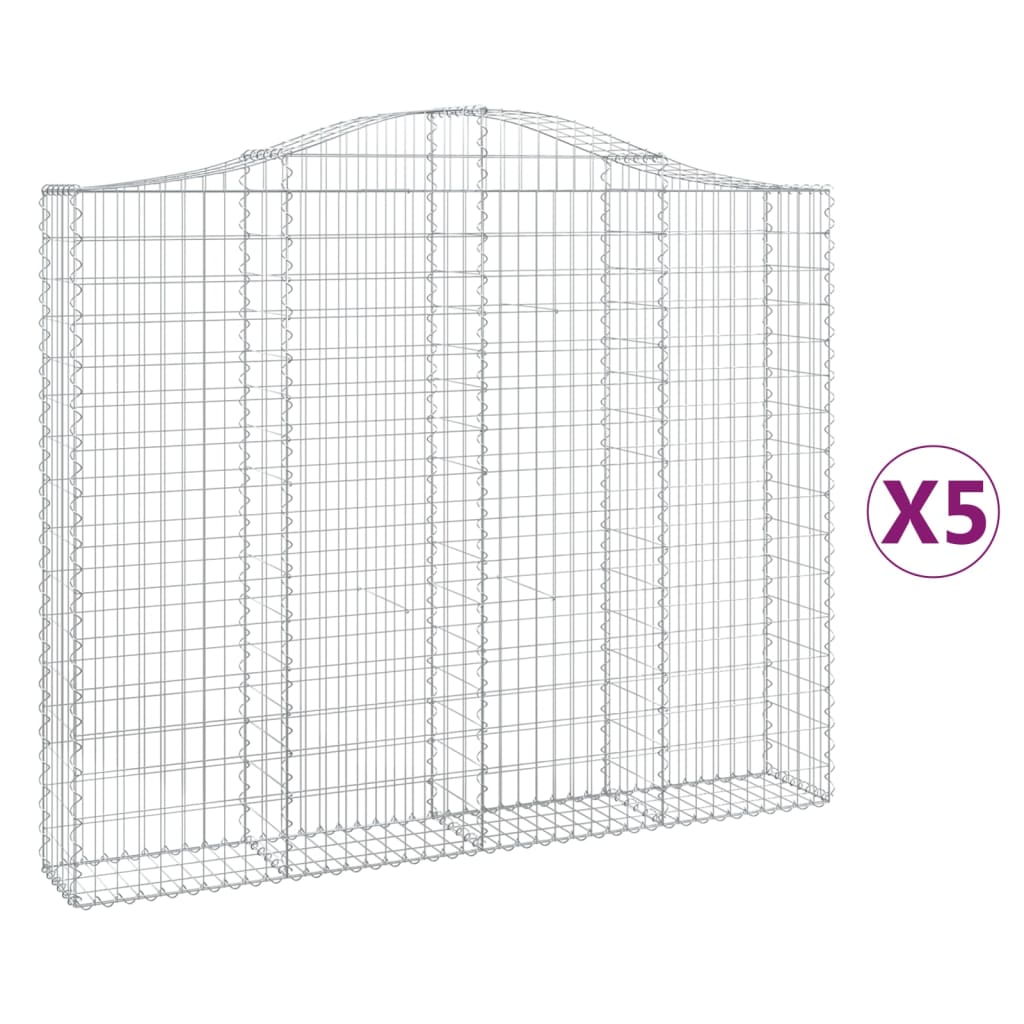 Cesti Gabbioni ad Arco 5 pz 200x30x160/180 cm Ferro Zincato | homemem39