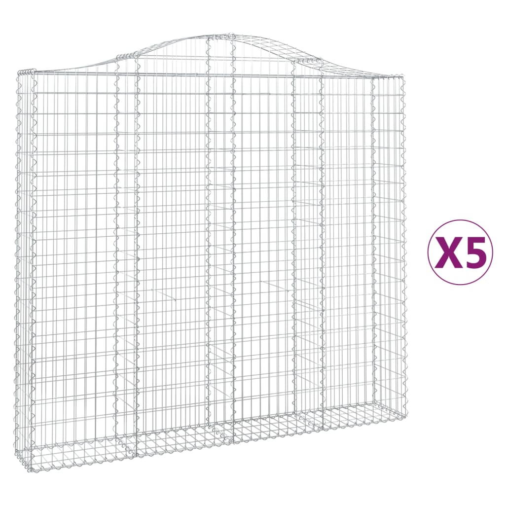 Cesti Gabbioni ad Arco 5 pz 200x30x180/200 cm Ferro Zincato | homemem39