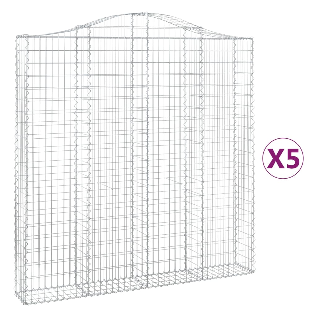 Cesti Gabbioni ad Arco 5 pz 200x30x200/220 cm Ferro Zincato | homemem39