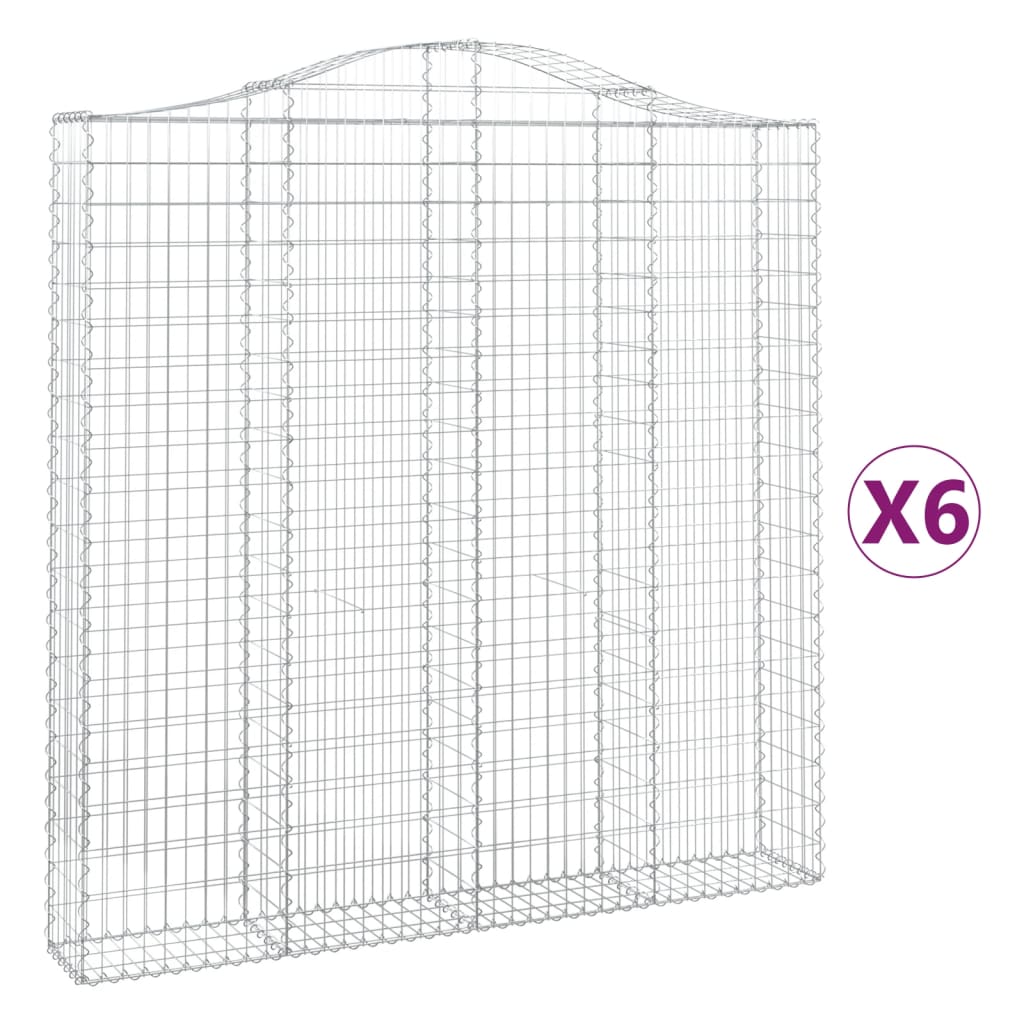Cesti Gabbioni ad Arco 6 pz 200x30x200/220 cm Ferro Zincato | homemem39