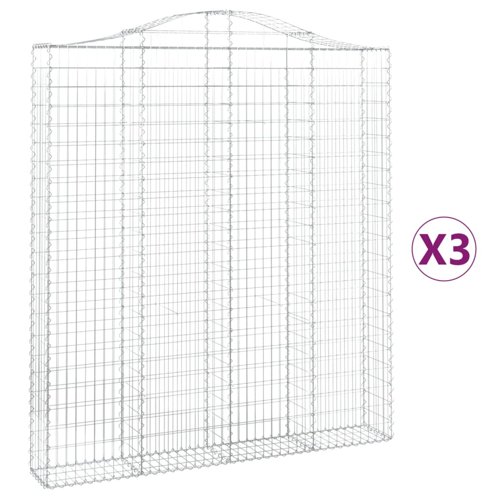 Cesti Gabbioni ad Arco 3 pz 200x30x220/240 cm Ferro Zincato | homemem39