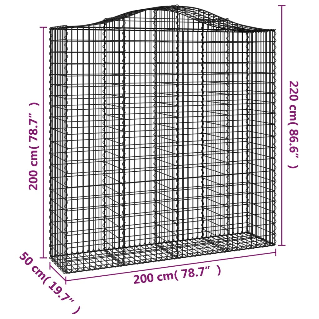 Cesti Gabbioni ad Arco 2 pz 200x50x200/220 cm Ferro Zincato | homemem39