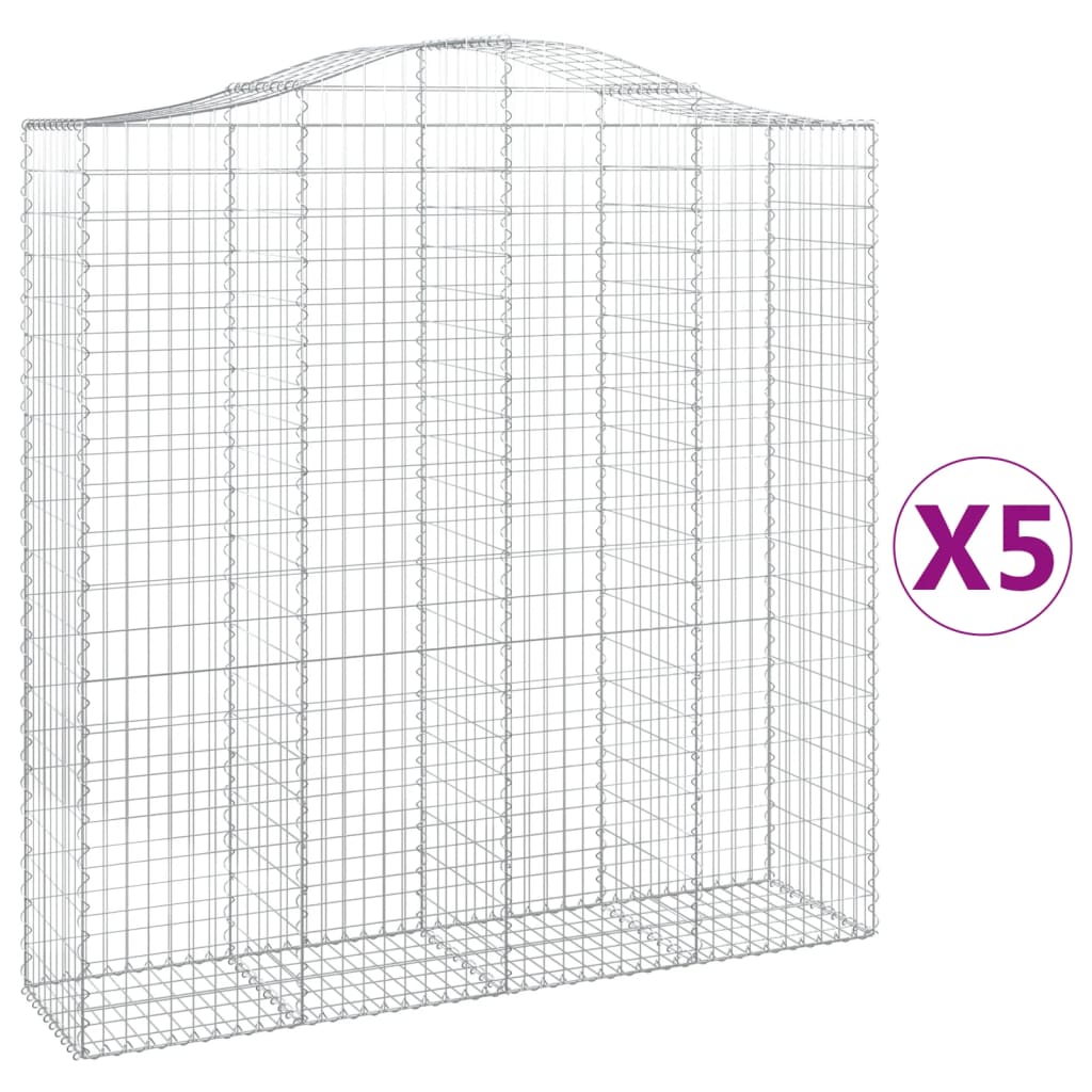 Cesti Gabbioni ad Arco 5 pz 200x50x200/220 cm Ferro Zincato | homemem39