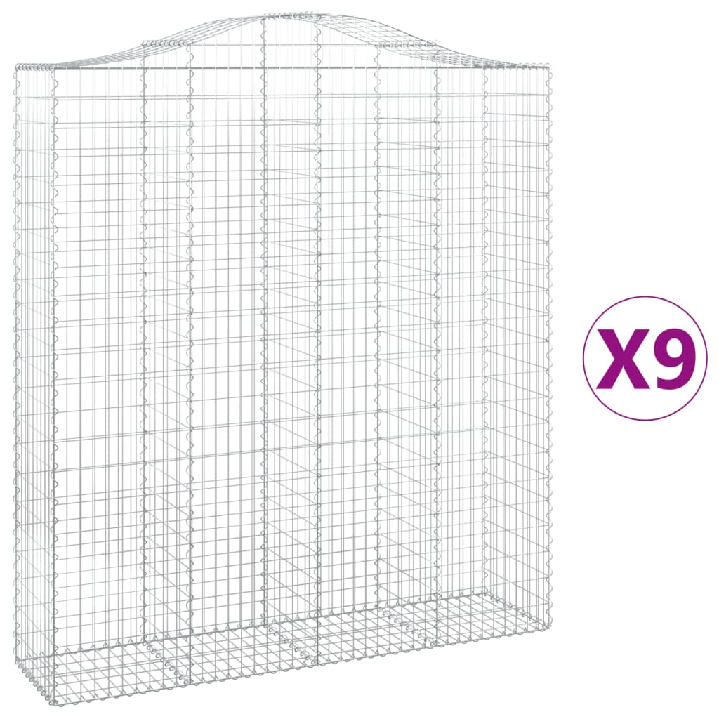 Cesti Gabbioni ad Arco 9 pz 200x50x220/240 cm Ferro Zincato | homemem39